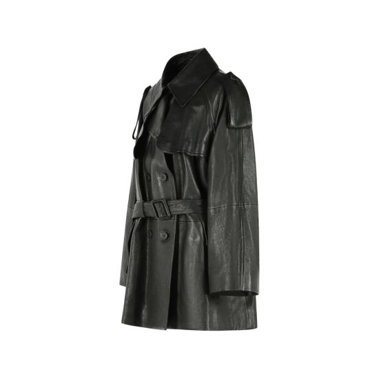 26FW 아크네 스튜디오 와이드 칼라 램스킨 트렌치 코트 A70240 BLACK
