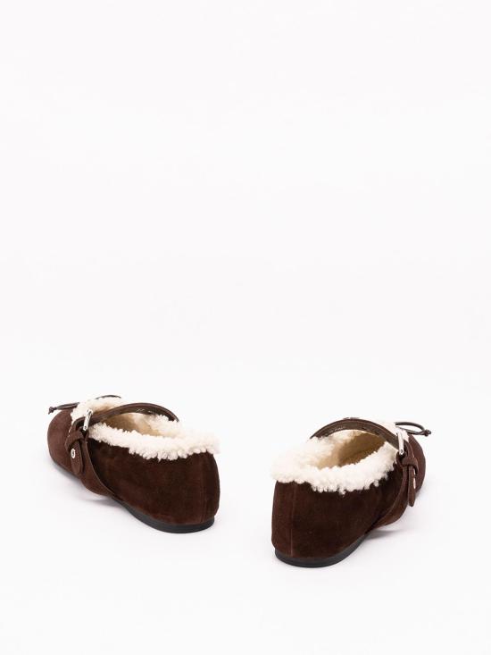 26FW 미우미우 스웨이드와 시어링 발레리나 5F764EZ0GFZF05F0003 DARK BROWN - MIU MIU