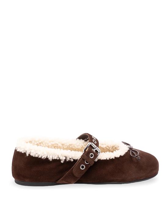 26FW 미우미우 스웨이드와 시어링 발레리나 5F764EZ0GFZF05F0003 DARK BROWN