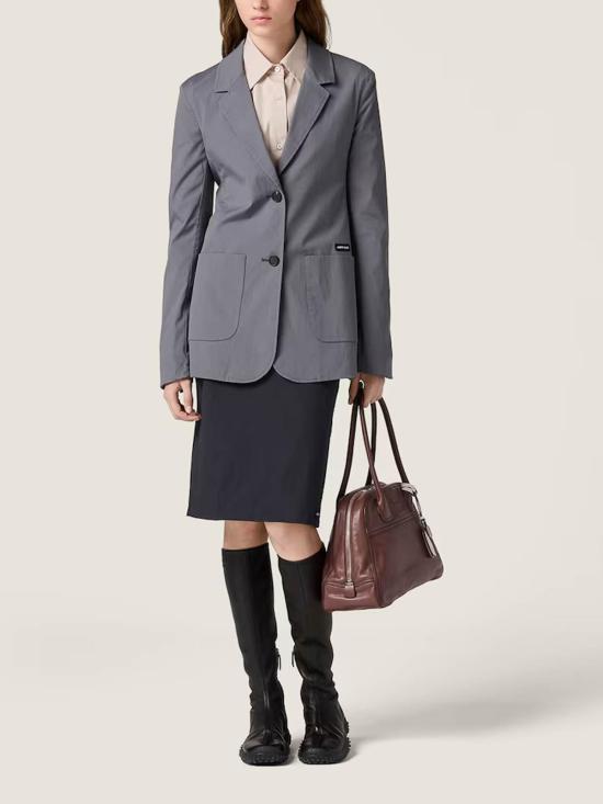 26FW 미우미우 워시드 포플린 스트레치 재킷 MH20716472SOOOF0D65 GREY - MIU MIU