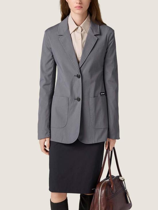 26FW 미우미우 워시드 포플린 스트레치 재킷 MH20716472SOOOF0D65 GREY - MIU MIU