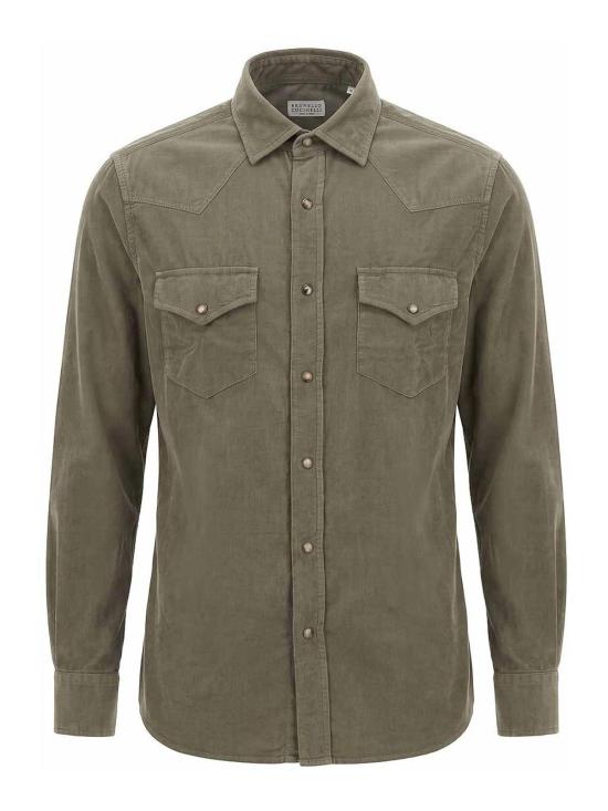 26FW 브루넬로 쿠치넬리 셔츠 ML6884008C6070 DARK GREEN