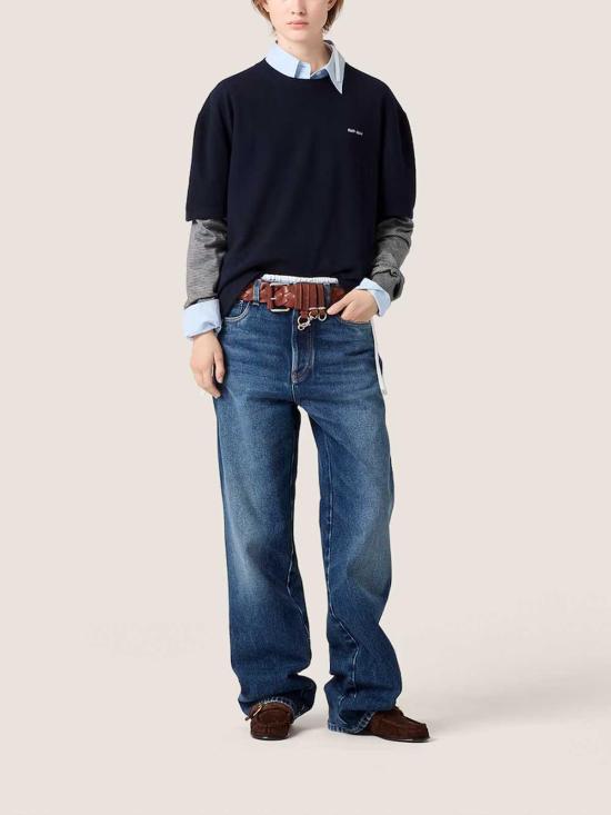 26FW 미우미우 울 캐시미어 스웨터 MML07L6061SOOOF095J BLUE - MIU MIU
