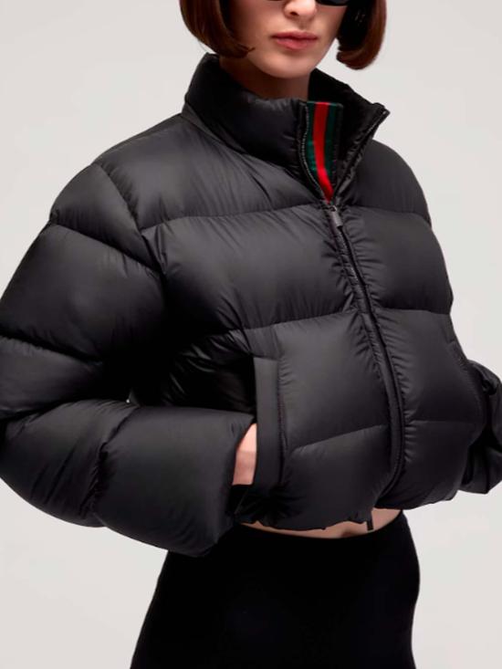 26FW 구찌 하이넥 크롭 패딩 재킷 A00917ZAVMJ1000 BLACK - GUCCI