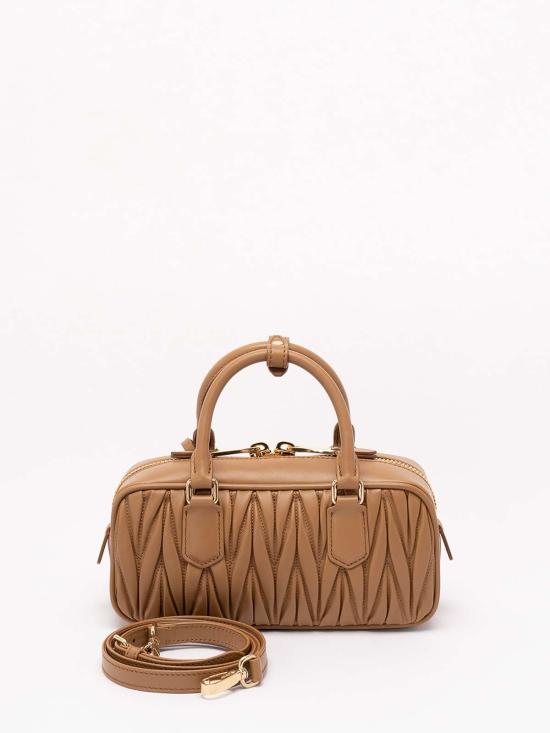 26FW 미우미우 아르카디 로고 토트백 5BB142AN88VOONF098L CAMEL - MIU MIU