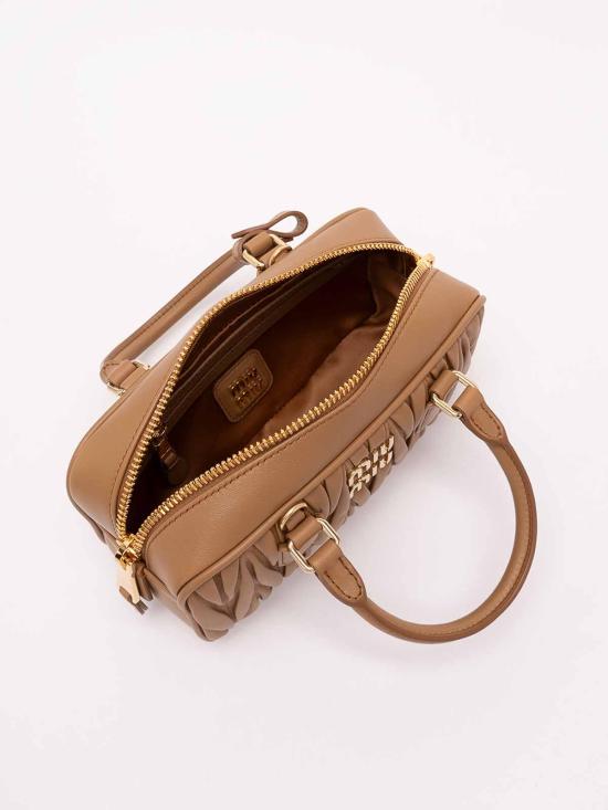 26FW 미우미우 아르카디 로고 토트백 5BB142AN88VOONF098L CAMEL - MIU MIU