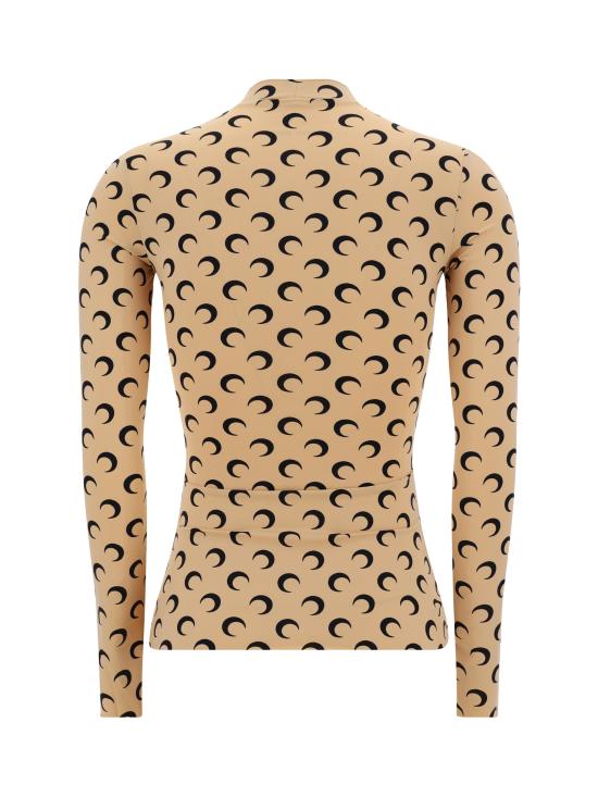 26FW 마린세르 문 프린티드 저지 세컨드 스킨 하이넥 탑 WTS005ACJER0001 TA10 BEIGE - MARINE SERRE