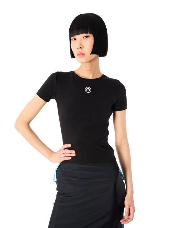 26FW 마린세르 문 로고 저지 베이비핏 티셔츠 WTT012ACJER0008 BK99 NERO - MARINE SERRE