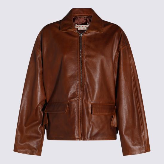 26FW 마르니 가죽 자켓 JKMX0436UW ULV89900M60 COGNAC