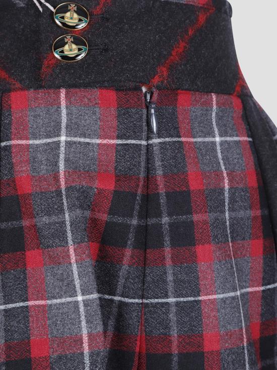 26FW 비비안웨스트우드 벨 타탄체크 플리츠 미니 스커트 1K01003HW01NG P210 CHARCOAL RED - VIVIENNE WESTWOOD