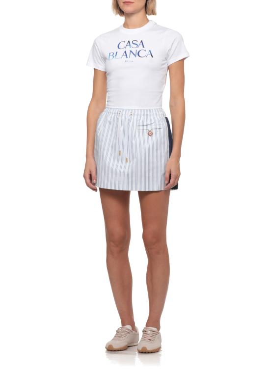 26FW 카사블랑카 미디 스커트 WAW26SK23901 NYLONPINSTRIPE MIX WHITENAVY - CASABLANCA