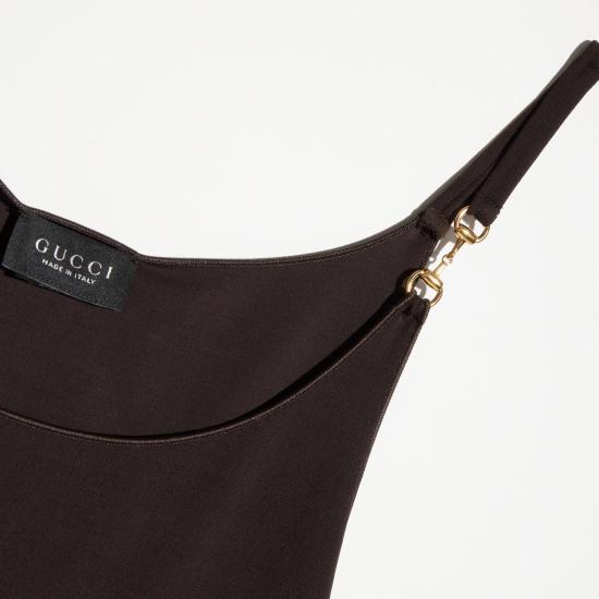26FW 구찌 홀스빗 비스코스 크레프 저지 드레스 A009BHXUAPP 2206 MARRONE - GUCCI