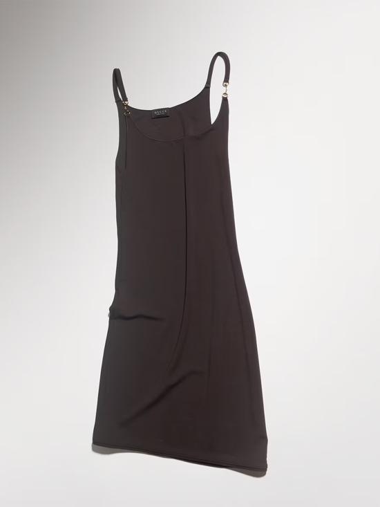 26FW 구찌 홀스빗 비스코스 크레프 저지 드레스 A009BHXUAPP 2206 MARRONE