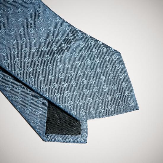 26FW 구찌 인터로킹 G 실크 자카드 타이 A006WU4E009 4900 AZZURRO - GUCCI