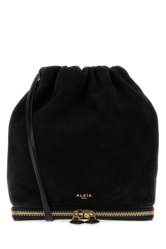  알라이아 가방 Alaia Le Pochon 스웨이드 버킷 백 느와르