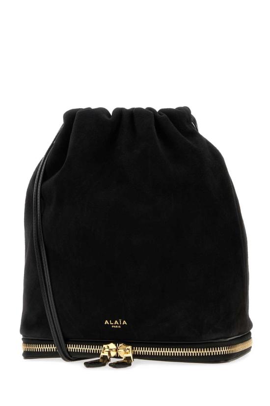  알라이아 가방 Alaia Le Pochon 스웨이드 버킷 백 느와르 - ALAIA