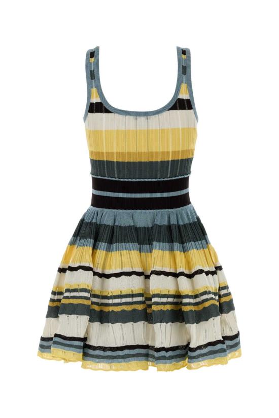26FW 알라이아 미디 원피스 AA9R3100K266D 908 STRIPPED - ALAIA