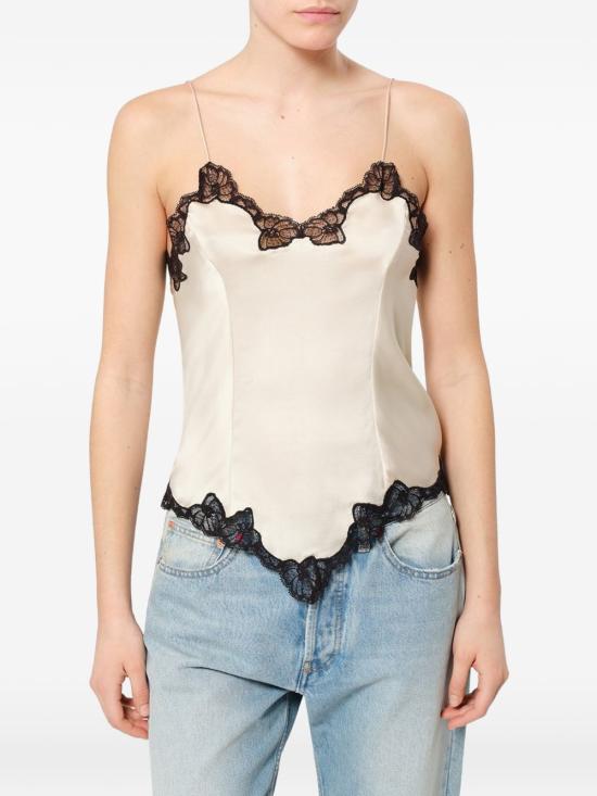 26FW 이자벨마랑 아마엘 실크 레이스 트리밍 캐미솔 탑 HT0986FAD4J15I 23CH CHAMPAGNE - ISABEL MARANT