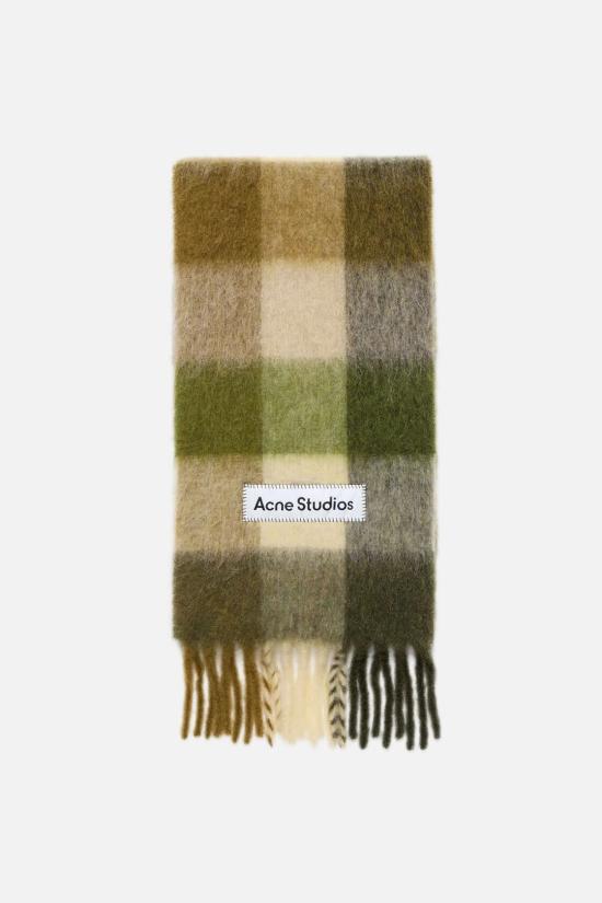 26FW 아크네 스튜디오 모헤어 체크 머플러 CA0084 DXY KHAKI CREAM DARK GREEN