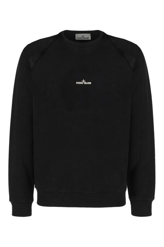 26FW 스톤 아일랜드 브러쉬드 오가닉 코튼 플리스 레귤러 핏 슬리브 포켓 크루넥 스웨트셔츠 S156100008S0466 V0029 BLACK