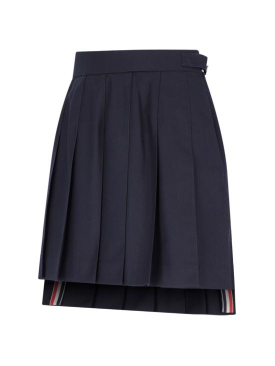 27SS 톰브라운 슈퍼 120수 스쿨 유니폼 드롭백 플리츠 미니 스커트 FGC402V 00626 415 BLUE - THOM BROWNE