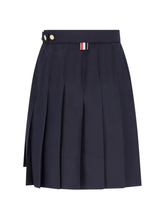 27SS 톰브라운 슈퍼 120수 스쿨 유니폼 드롭백 플리츠 미니 스커트 FGC402V 00626 415 BLUE - THOM BROWNE
