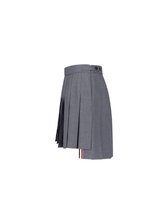 27SS 톰브라운 슈퍼 120수 스쿨 유니폼 드롭백 플리츠 미니 스커트 FGC402V 00626 035 GREY - THOM BROWNE
