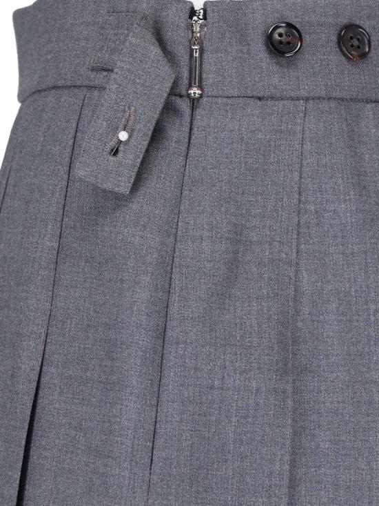 27SS 톰브라운 슈퍼 120수 스쿨 유니폼 드롭백 플리츠 미니 스커트 FGC402V 00626 035 GREY - THOM BROWNE