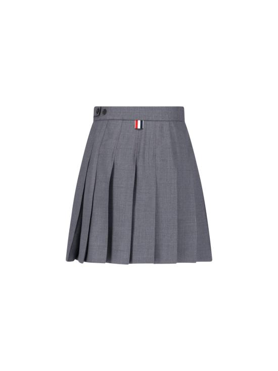 27SS 톰브라운 슈퍼 120수 스쿨 유니폼 드롭백 플리츠 미니 스커트 FGC402V 00626 035 GREY - THOM BROWNE