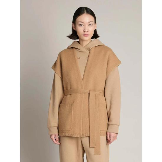  막스마라 베스트 Maxmara Favilla 니트 조끼 카멜 - MAX MARA