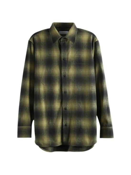 26FW 발렌시아가 멀티컬러 스트라이프 포플린 셔츠 872124TVT042863 KHAKI BLACK