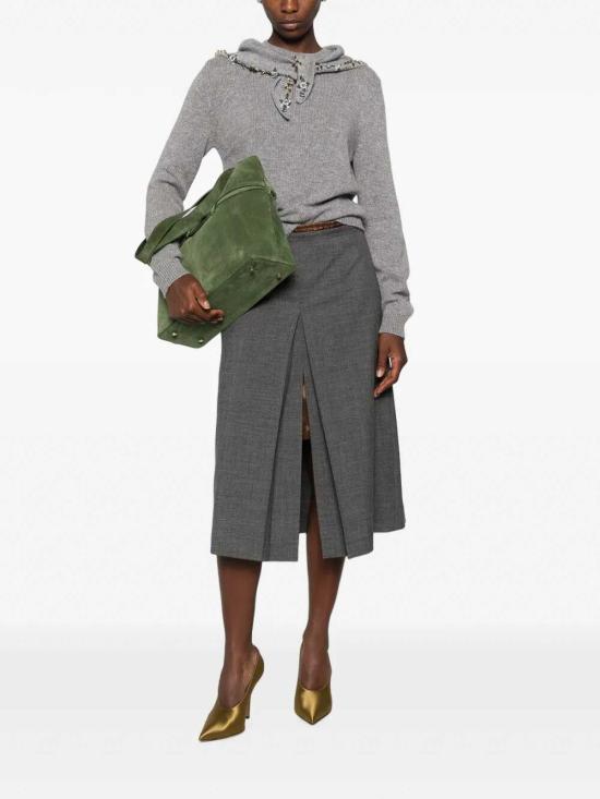 26FW 프라다 드롭 가죽 테크니컬 스커트 P10A86011SOOOF0480 DARK GREY - PRADA