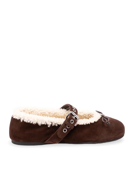 26FW 미우미우 스웨이드와 시어링 발레리나 5F764EZ0GFZF05F0003 DARK BROWN