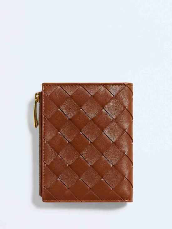 26FW 보테가베네타 인트레치아토 스몰 바이폴드 월렛 742330VCPP32376 BROWN - BOTTEGA VENETA