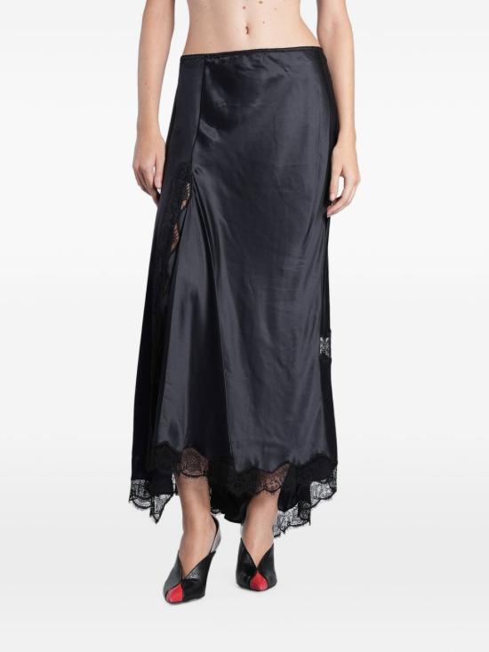 26FW 이자벨마랑 알렉산드라 실크 셔링 레이스 미디 스커트 JU0568FAD4J15I01BK BLACK