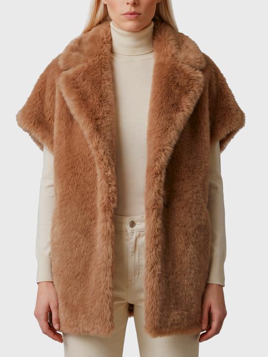 26FW 에르노 롱 헤어 퍼 터치 베스트 GC000607D129081985 BEIGE