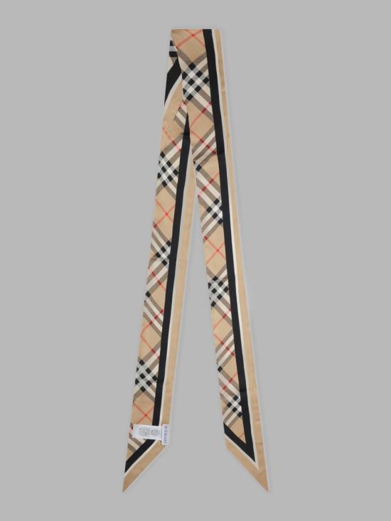 26FW 버버리 스키니 체크 나이트 스탬프 실크 스카프 8114238 A2021 BEIGE - BURBERRY