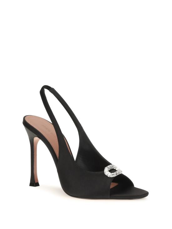 26FW 아미나 무아디 샌들 18S366732MINBLACKSATIN BLACK SATIN WHITE CRYSTAL BUCKLE - AMINA MUADDI
