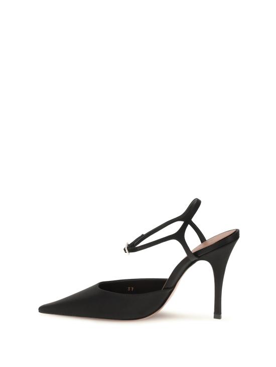 26FW 아미나 무아디 샌들 18S366599CARBLACKSATIN BLACK SATIN WHITE CRYSTAL BUCKLE - AMINA MUADDI