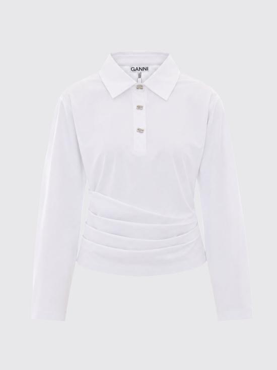26FW 가니 폴로 티셔츠 A1170009 151 White - GANNI