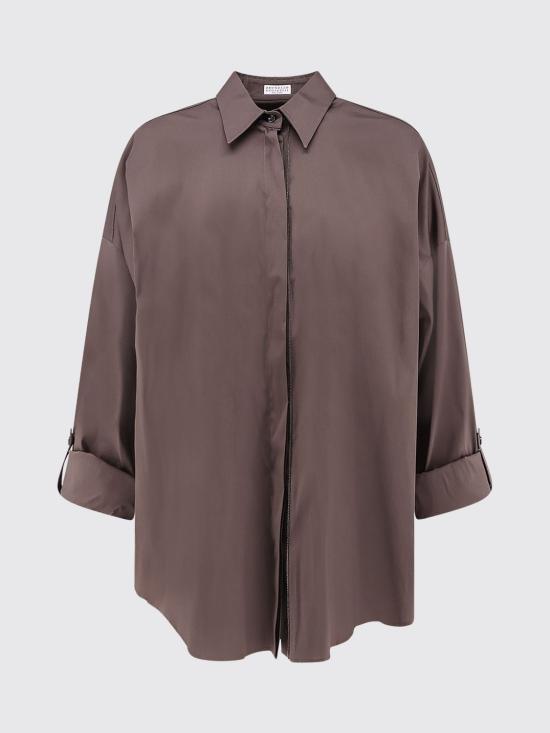 26FW 브루넬로 쿠치넬리 코튼 포플린 셔츠 M0091MA636 C8705 Cocoa - BRUNELLO CUCINELLI