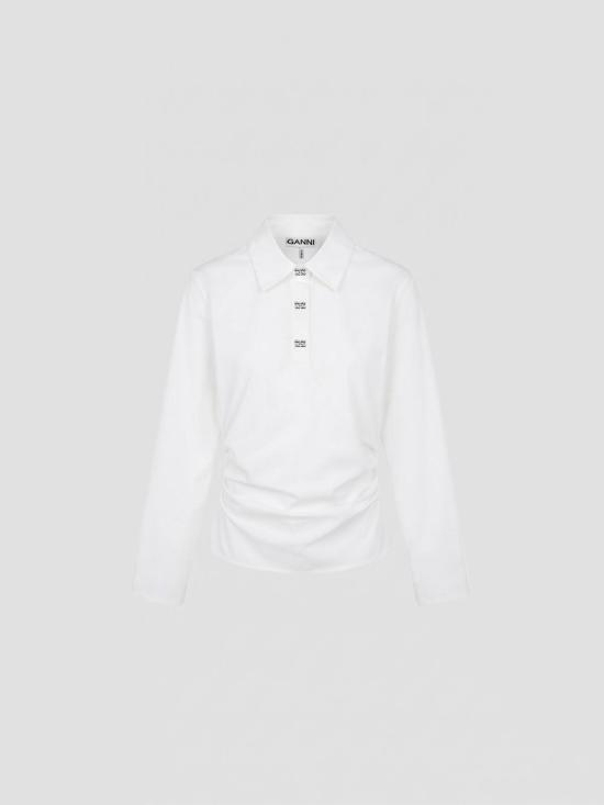 26FW 가니 폴로 티셔츠 A1170009 151 BRIGHT WHITE DOM