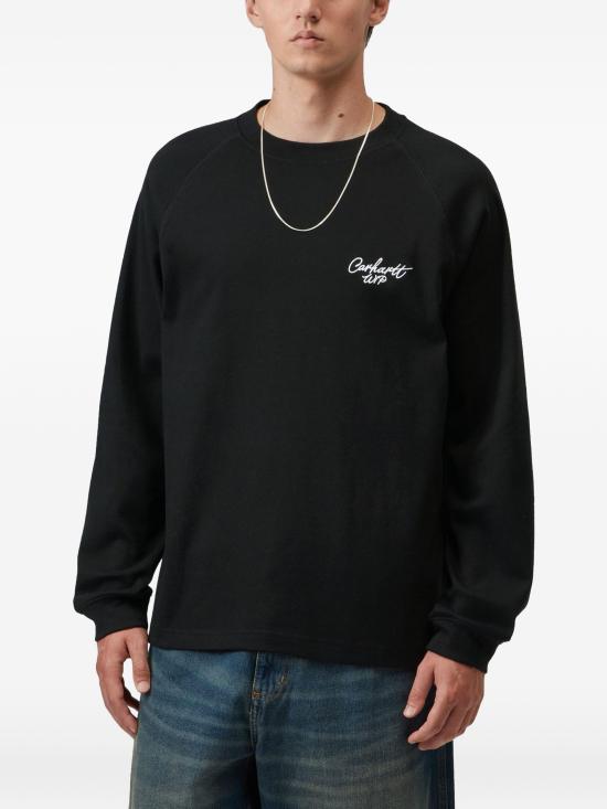 26FW 칼하트 WIP 긴팔 티셔츠 I037121 0D2XX BLACK WHITE DOM - CARHARTT WIP
