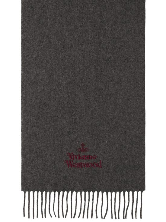 26FW 비비안웨스트우드 자수 로고 머플러 81030007W00Q7 P401 DARK GREY MELANGE - VIVIENNE WESTWOOD