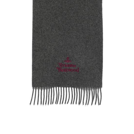 26FW 비비안웨스트우드 자수 로고 머플러 81030007 W00Q7 P401 GREY - VIVIENNE WESTWOOD