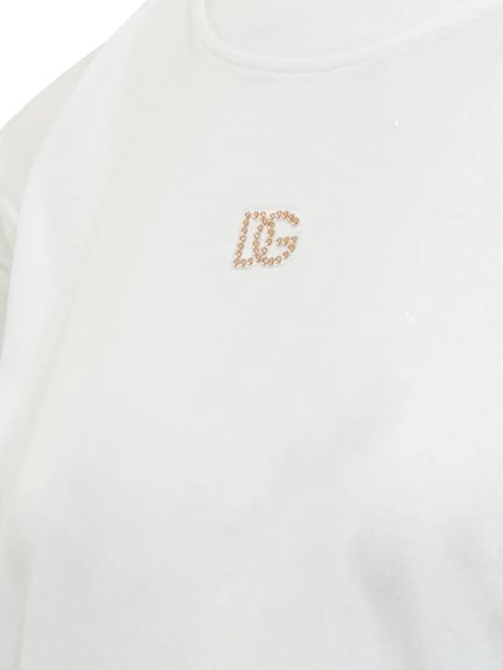 26FW 돌체앤가바나 DG 자수 & 라인스톤 저지 티셔츠 F8V42ZGDDL7W0800 White - DOLCE & GABBANA