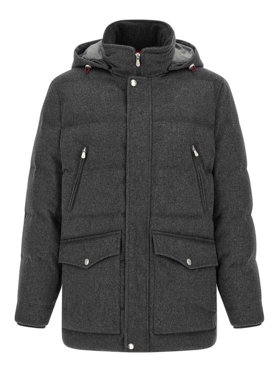 26FW 브루넬로 쿠치넬리 본디드 울 플란넬 탈부착 후드 다운 자켓 MM4701823CLL69 GREY