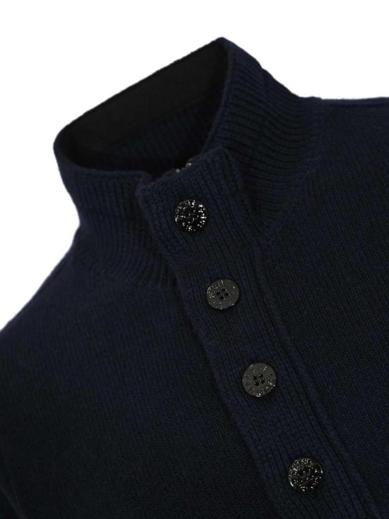 26FW 스톤 아일랜드 램스울 하프집 점퍼 5100040S00A3V0020 DARK BLUE - STONE ISLAND
