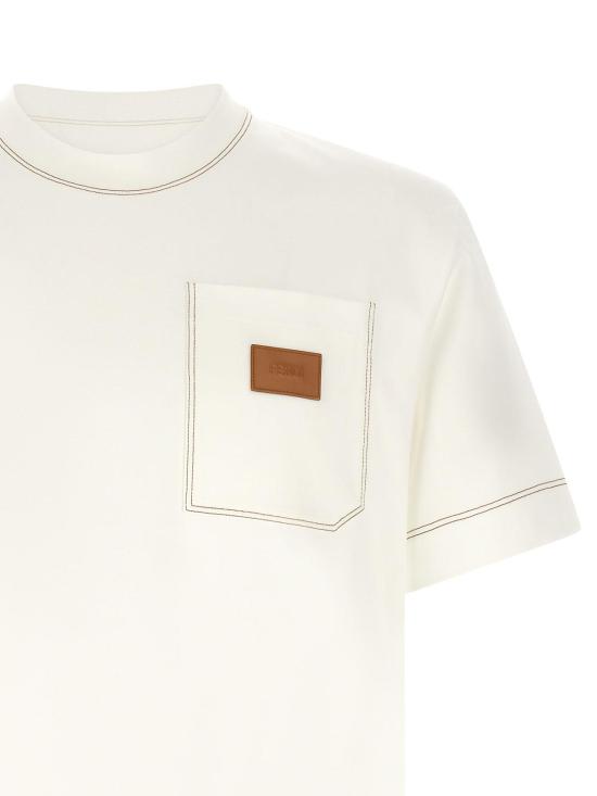 26FW 펜디 레더 로고 패치 코튼 티셔츠 FY0936B05IF0H0G WHITE - FENDI