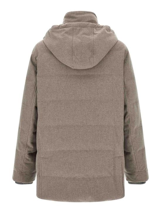 26FW 브루넬로 쿠치넬리 본디드 울 플란넬 탈부착 후드 다운 자켓 MM4701823CWB01 BEIGE - BRUNELLO CUCINELLI